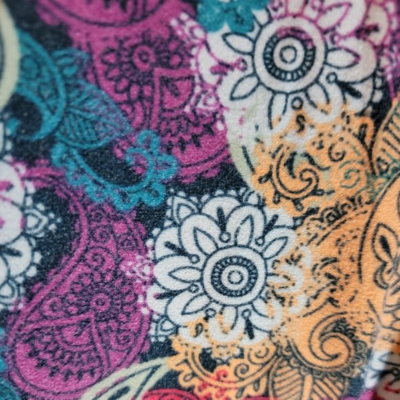 LuLaRoe Teal Purple Orange Geometric Print Leggings OS - Picture 5 of 5